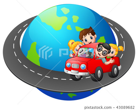 Family travels with the car around the world Family travels with the car around the world 43089682