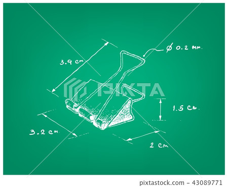 Hand Drawn Dimension of Binder Clip or Paper Clip Hand Drawn Dimension of Binder Clip or Paper Clip 43089771