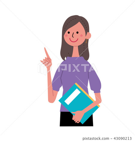 一本書的女性手勢圖 43090213