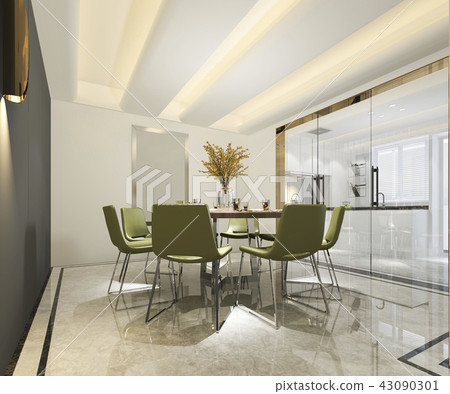 beautiful modern kitchen with dining zone 43090301
