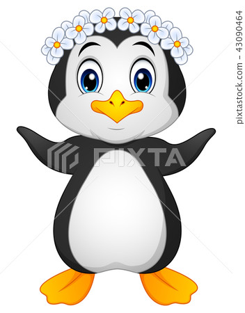Vector illustration of Penguin Hawaiian cartoon 43090464