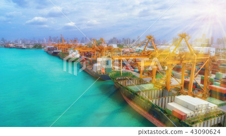 Ship container from sea port for import export. Ship container from sea port for import export. 43090624