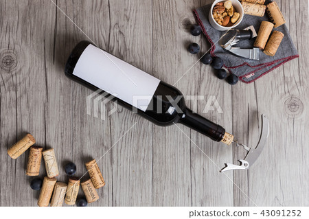 Wine bottle, cork and opener 43091252