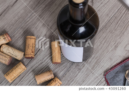 Wine bottle, cork and opener Wine bottle, cork and opener 43091260