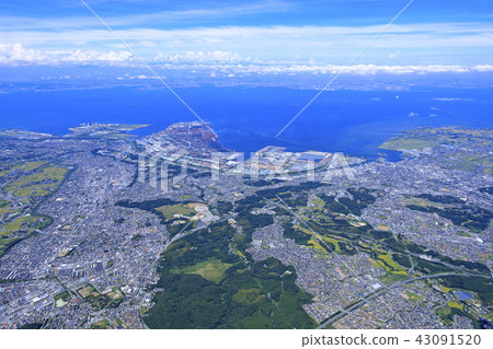 Viewing Tokyo Bay from Chiba Prefecture's Aobou / Aerial photograph, 2018.8 shooting 43091520