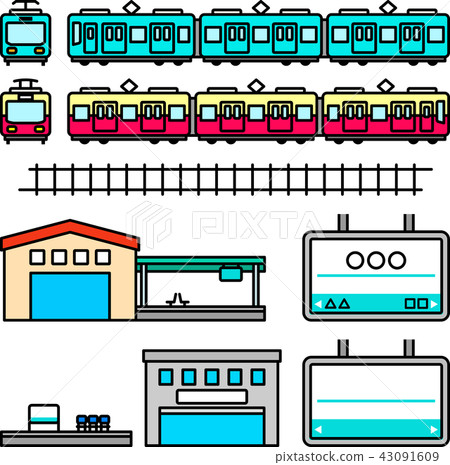 Illustration set of train and station Illustration set of train and station 43091609