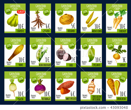 Exotic vegetables vector farm market price cards Exotic vegetables vector farm market price cards 43093048