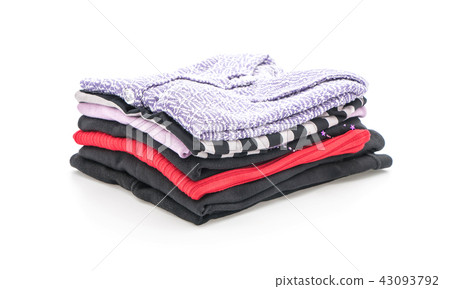 stacks of clothing on white 43093792