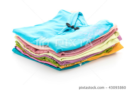 stacks of clothing on white 43093860