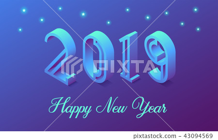 New Year 2019 in Isometric style. Vector 43094569