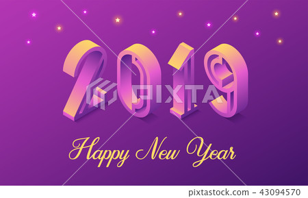 New Year 2019 in Isometric style. Vector New Year 2019 in Isometric style. Vector 43094570
