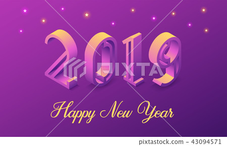 New Year 2019 in Isometric style. Vector New Year 2019 in Isometric style. Vector 43094571