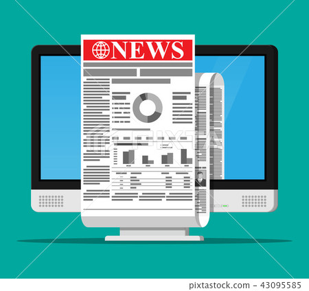 Business news on screen of computer monitor. 43095585