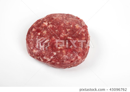 Raw fresh large beef burger or cutlets isolated on white background 43096762