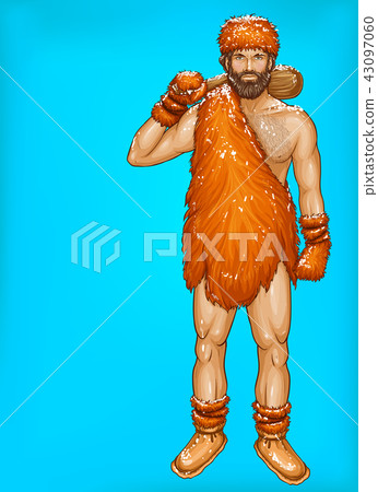 Vector pop art caveman, ice age concept 43097060