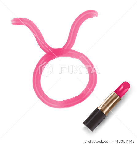 Taurus Zodiac sign write by Lipstick pink color Taurus Zodiac sign write by Lipstick pink color 43097445