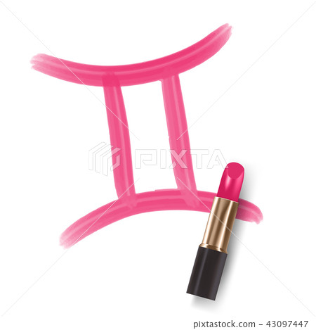 Gemini Zodiac sign write by Lipstick pink color Gemini Zodiac sign write by Lipstick pink color 43097447
