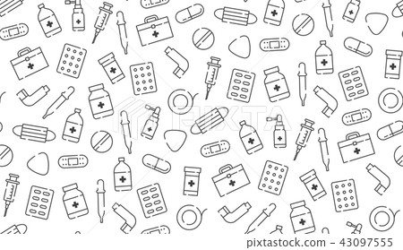 Medicine and equipment icon seamless pattern 43097555