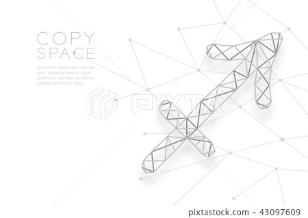 Sagittarius Zodiac sign wireframe Polygon silver Sagittarius Zodiac sign wireframe Polygon silver 43097609