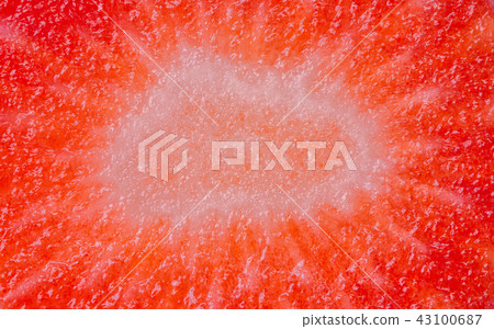Texture of strawberry inside closeup. 43100687