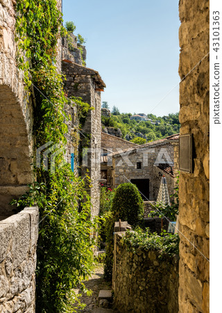 Romantic alley in the medieval village Labeaume Romantic alley in the medieval village Labeaume 43101363