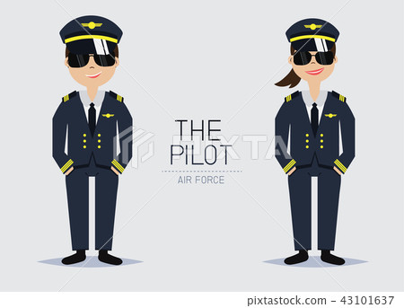 The Pilot Officer with Uniform Cartoon Character - Stock Illustration  [43101637] - PIXTA