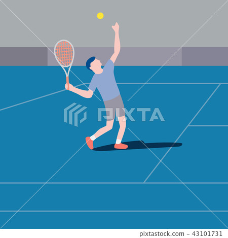 Flat design tennis player serving vector 43101731