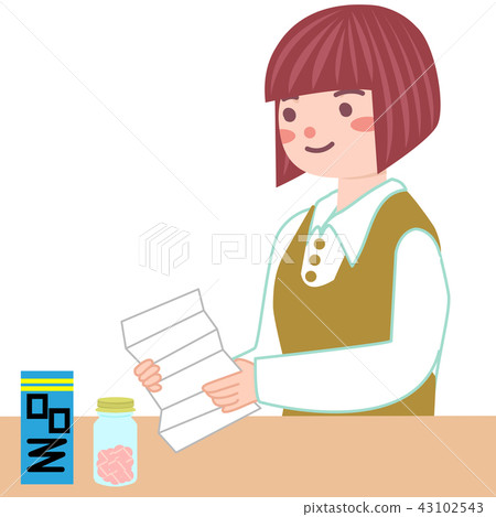 一個女人看著醫學指示 43102543