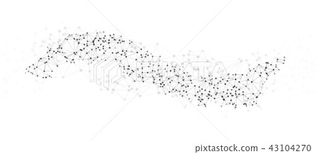 Big data illustration of lines and dot in the form of a wave 43104270