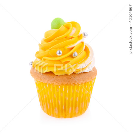 Yellow cupcake isolated on white background 43104667