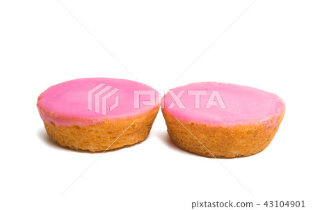 Dutch biscuit in pink glaze isolated Dutch biscuit in pink glaze isolated 43104901