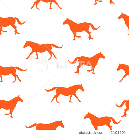Seamless pattern orange silhouette horses running 43105201