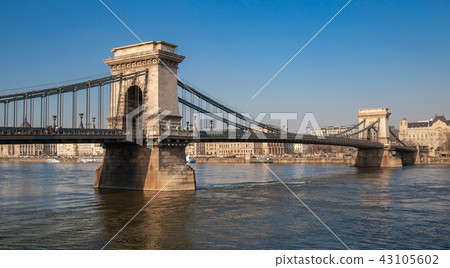 Chain bridge on danube river in budapest city hungary Chain bridge on danube river in budapest city hungary 43105602