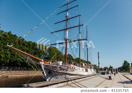 Sailboat Meridianas near the pier in Klaipeda, Lithuania 43105785