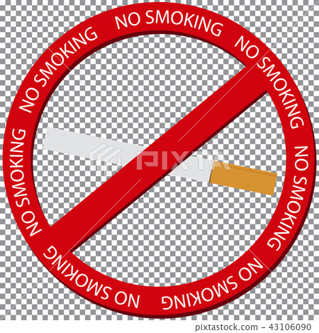 Red sign No smoking with cigarette, vector eps 10 43106090