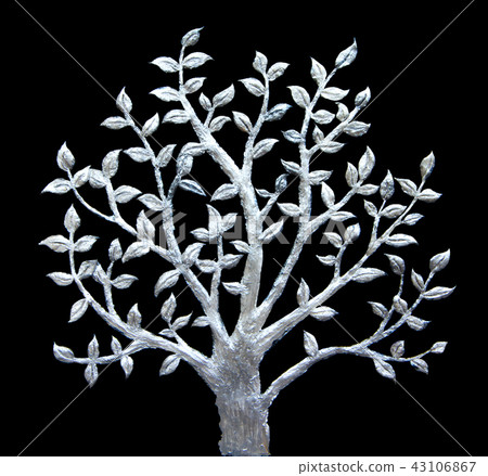 Silver tree on black background - Stock Illustration [43106867] - PIXTA
