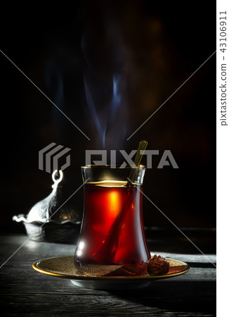 Turkish tea on black background Turkish tea on black background 43106911
