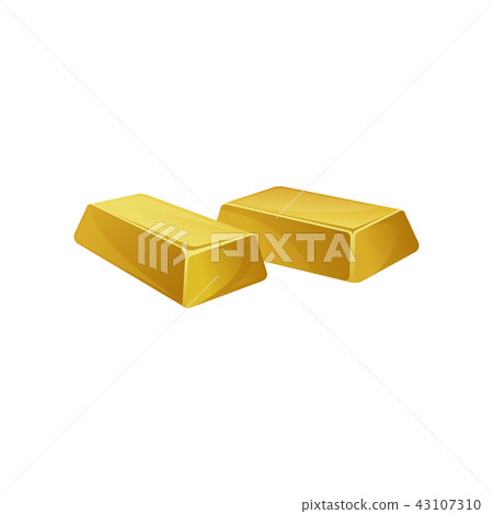 Two gold ingots, bars, banking business, prosperity, treasure siymbol vector Illustration on a white 43107310