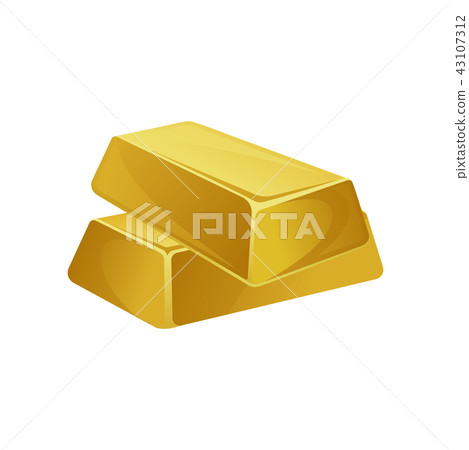 Two gold bars, ingots, bullions, banking business, prosperity, treasure siymbol vector Illustration 43107312