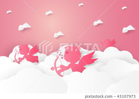 Illustration of love , Cupid on sky Illustration of love , Cupid on sky 43107973