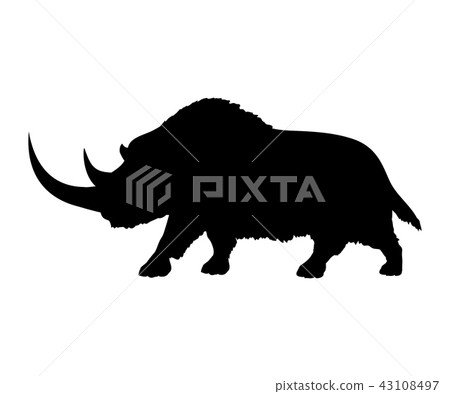 Woolly rhinoceros silhouette extinct mammalian animal Woolly rhinoceros silhouette extinct mammalian animal 43108497