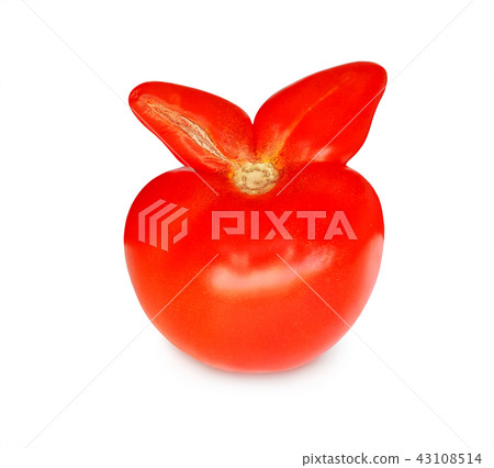 Red fresh tomato isolated (rabbit shape) with ears 43108514