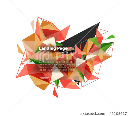 Triangular design abstract background, landing page. Low poly style colorful triangles on white 43108617