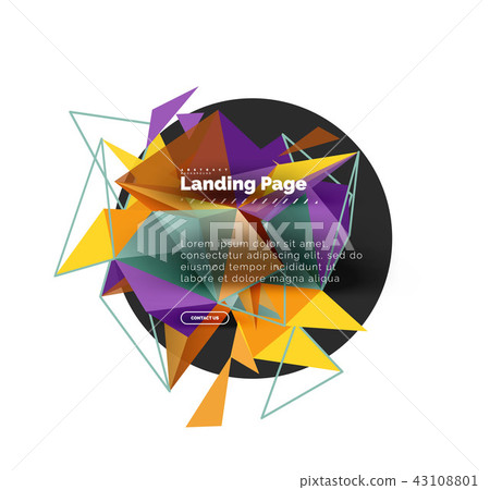 Triangular design abstract background, landing page. Low poly style colorful triangles on white 43108801