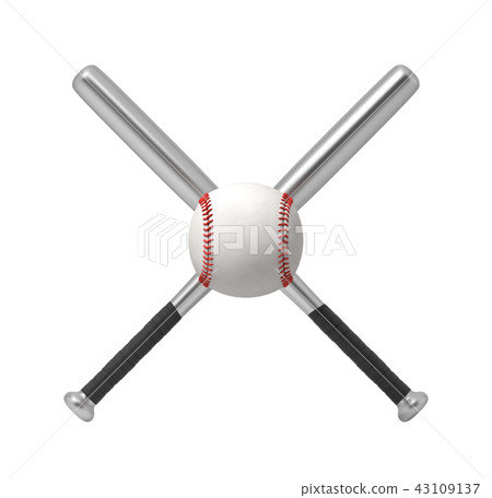 3d Rendering Of Two Steel Baseball Bats Making Stock