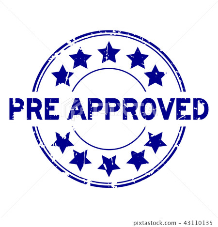 Grunge blue pre approved round rubber seal stamp Grunge blue pre approved round rubber seal stamp 43110135