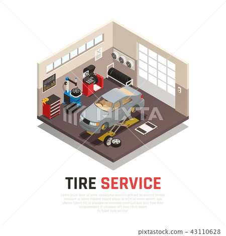 Tire Service Isometric Composition 43110628