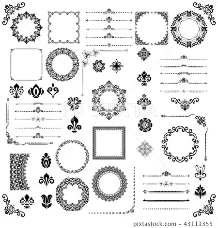 Vintage Set of Horizontal. Square and Round Elements Vintage Set of Horizontal. Square and Round Elements 43111355