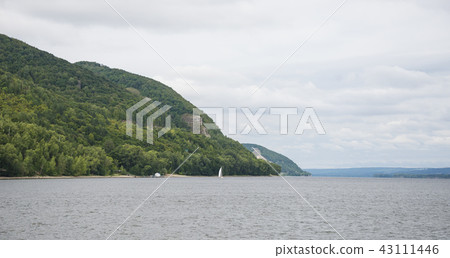 View of the Zhiguli mountains in the Samara region, Russia. Cloudy day, August 10, 2018 View of the Zhiguli mountains in the Samara region, Russia. Cloudy day, August 10, 2018 43111446