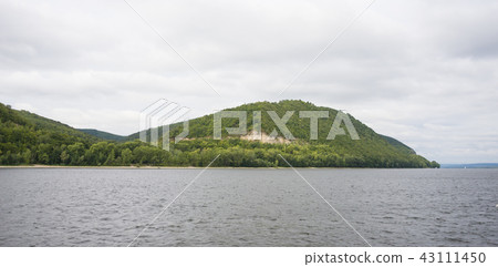 View of the Zhiguli mountains in the Samara region, Russia. Cloudy day, August 10, 2018 43111450